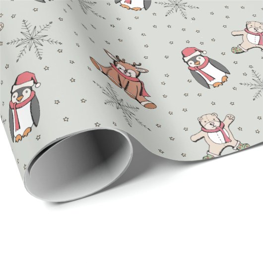 Sage Baby's Eerste Kerst Winter Dieren Cadeaupapier (Rol Hoek)