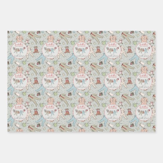 Sage Babys Eerste Kerstpyjama Inpakpapier Vel (Voorkant)