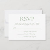 Sage Back Elegant Calligraphy Wedding RSVP Kaartje (Voorkant)
