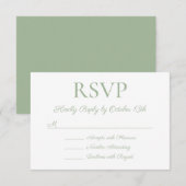 Sage Back Elegant Calligraphy Wedding RSVP Kaartje (Voorkant / Achterkant)