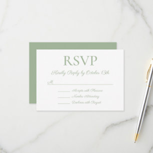 Sage Back Elegant Calligraphy Wedding RSVP Kaartje