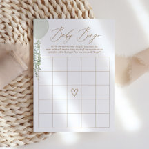 Sage Balloon Baby shower Bingo spel