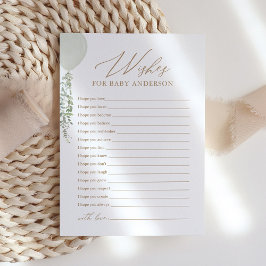 Sage Balloon Baby shower Wensen voor Baby Kaart