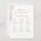 Sage Balloon Shower Wat zit er in je tas spel Kaart (Voorkant)