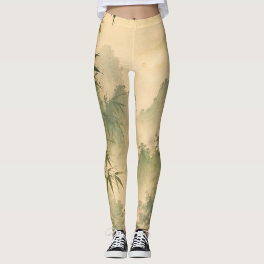 Sage bamboe nevel leggings (Voorkant)