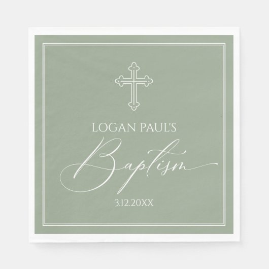 Sage Baptism elegant napkin Servet (Voorkant)