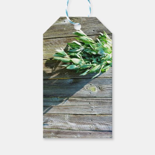 Sage Barn-wood, vers gesneden Cadeaulabel (Voorkant)