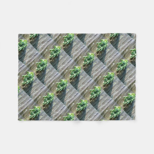 Sage Barn-wood, vers gesneden Fleece Deken (Voorkant (Horizontaal))