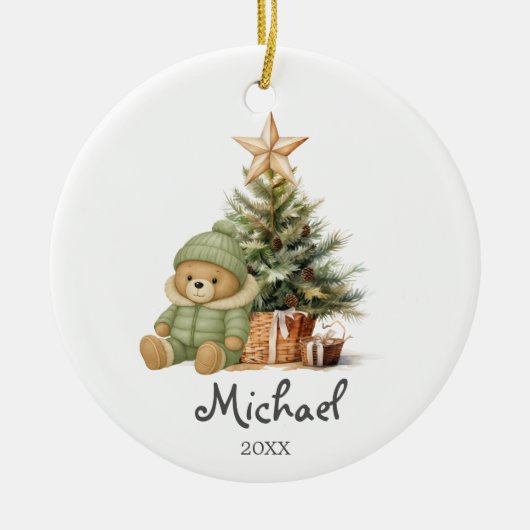 Sage Bear Trees Baby's Eerste Kerst Ornament (Voorkant)