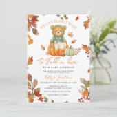Sage Beer Herfst in Liefde Pompoen Baby shower Kaart (Staand voorkant)