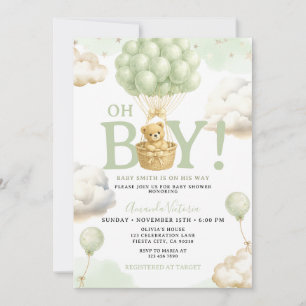 Sage Beer Oh Boy Baby Shower Uitnodiging