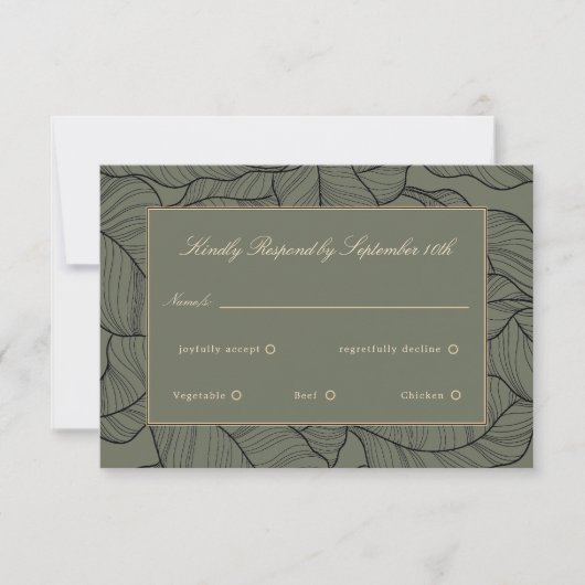 Sage Beige Elegant Script Response Kaart (Voorkant)