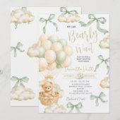 Sage Beige Gender Neutral Baby Shower Invite Kaart (Voorkant / Achterkant)