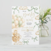 Sage Beige Gender Neutral Baby Shower Invite Kaart (Staand voorkant)