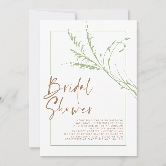 Sage Beige Pampas Grass Modern Boho Vrijgezellenfe Kaart (Voorkant)