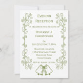 Sage Bells Scrollwork Huwelijksreceptie Kaart (Voorkant)