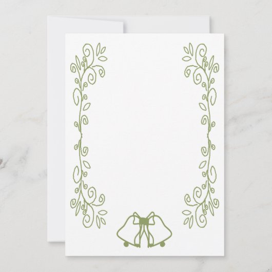 Sage Bells Scrollwork Huwelijksreceptie Kaart (Achterkant)