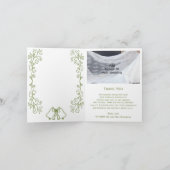 Sage Bells Scrollwork Ontwerp Wedding Bedankkaart (Binnen)