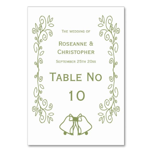 Sage Bells Scrollwork Ontwerp Wedding Kaart (Voorkant)