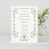 Sage Bells Scrollwork Ontwerp Wedding Menu (Staand voorkant)
