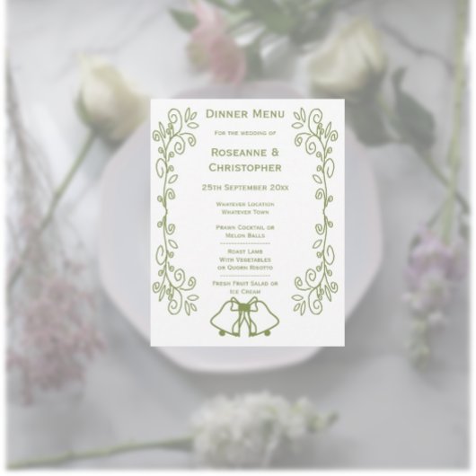 Sage Bells Scrollwork Ontwerp Wedding Menu