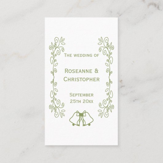 Sage Bells Scrollwork Ontwerp Wedding Plaatskaartje (Achterkant)
