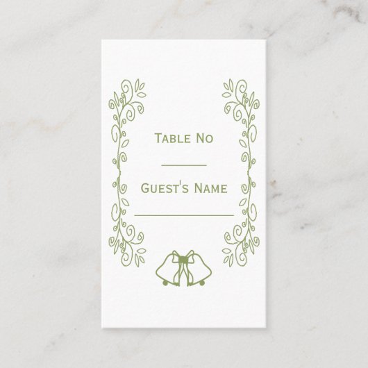 Sage Bells Scrollwork Ontwerp Wedding Plaatskaartje (Voorkant)