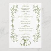 Sage Bells Scrollwork Ontwerp Wedding Programmakaart (Achterkant)