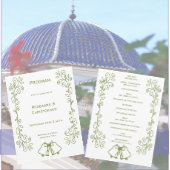 Sage Bells Scrollwork Ontwerp Wedding Programmakaart