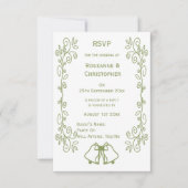 Sage Bells Scrollwork Ontwerp Wedding RSVP Kaartje (Voorkant)