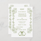 Sage Bells Scrollwork Ontwerp Wedding RSVP Kaartje (Voorkant / Achterkant)
