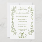 Sage Bells Scrollwork Ontwerp Wedding Save The Date (Voorkant)