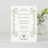 Sage Bells Scrollwork Ontwerp Wedding Save The Date (Staand voorkant)