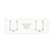 Sage Bells Scrollwork Wedding Retour Adres Etiket (Voorkant)