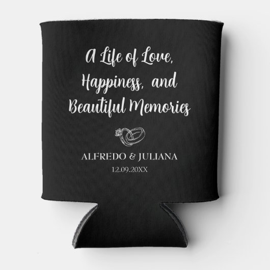 Sage Black Elegant Wedding Cheers to Love Can Cool Blikjeskoeler (Voorkant)