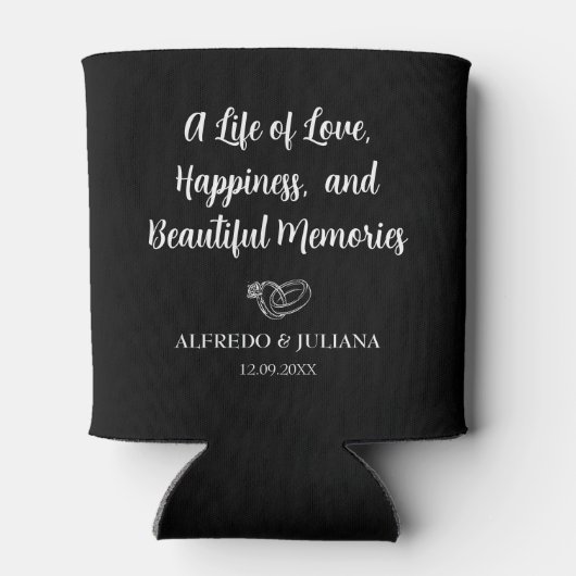 Sage Black Elegant Wedding Cheers to Love Can Cool Blikjeskoeler (Achterkant)