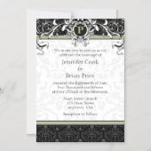 Sage Black Monogram Magnetic Wedding Invitation Magnetische Uitnodiging (Voorkant)