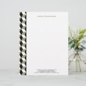 Sage Black & White 3D Cubes Patroon Gepersonaliseerd Briefhoofd (Staand voorkant)