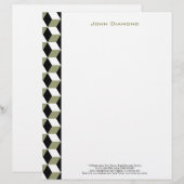 Sage Black & White 3D Cubes Patroon Gepersonaliseerd Briefhoofd (Voorkant / Achterkant)