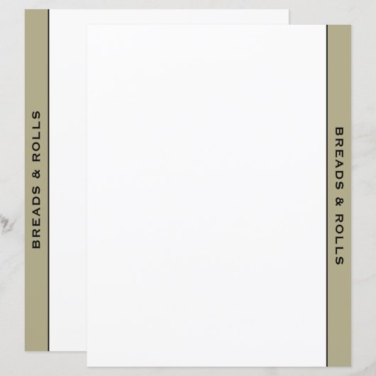 Sage Black & White Recipe Divider | Brood en rolle (Voorkant / Achterkant)