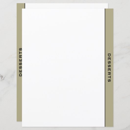 Sage Black & White Recipe Divider | Desserts (Voorkant / Achterkant)