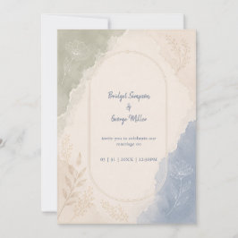 Sage Blau Botanische minimale bruiloft Kaart