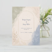 Sage Blau Botanische minimale bruiloft Kaart (Staand voorkant)