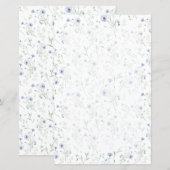 Sage Blau Waterverf Wilde Bloem (Voorkant / Achterkant)