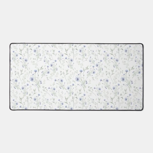Sage Blau Waterverf Wilde Bloem Florale Aangepaste Bureaumat (Voorkant)
