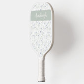Sage Blau Waterverf Wilde Bloem Initiaal Naam Pickleball Paddle (Links)