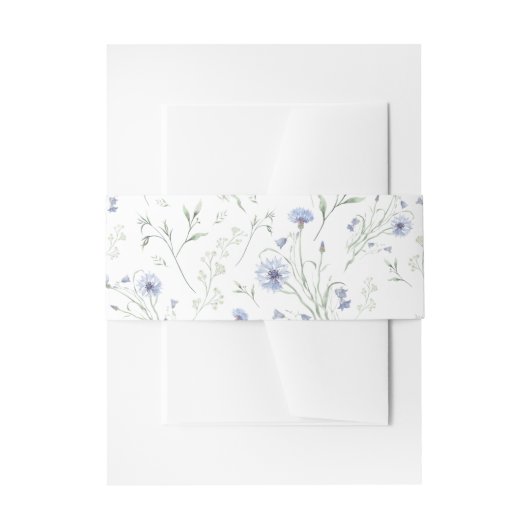 Sage Blau Waterverf Wilde Bloem Uitnodigingen Wikkel (Voorkant Voorbeeld)