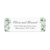 Sage Blauwe Bloem Retouradres Sticker (Voorkant)