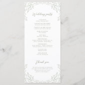 Sage Bloei Monogram Trouwprogramma Menu (Achterkant)