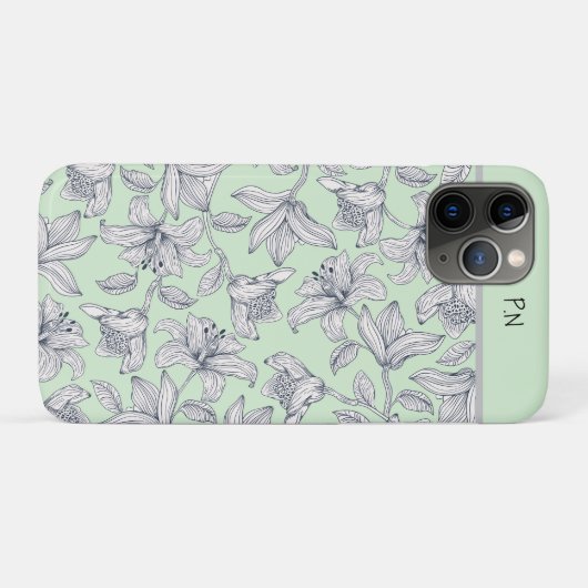 Sage Bloem Monogram iPhone / iPad hoes (Achterkant (horizontaal))